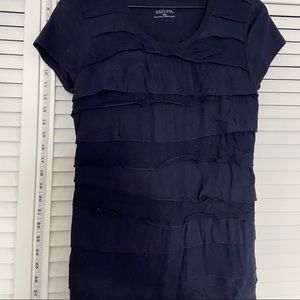 Merona Navy Ruffled Top